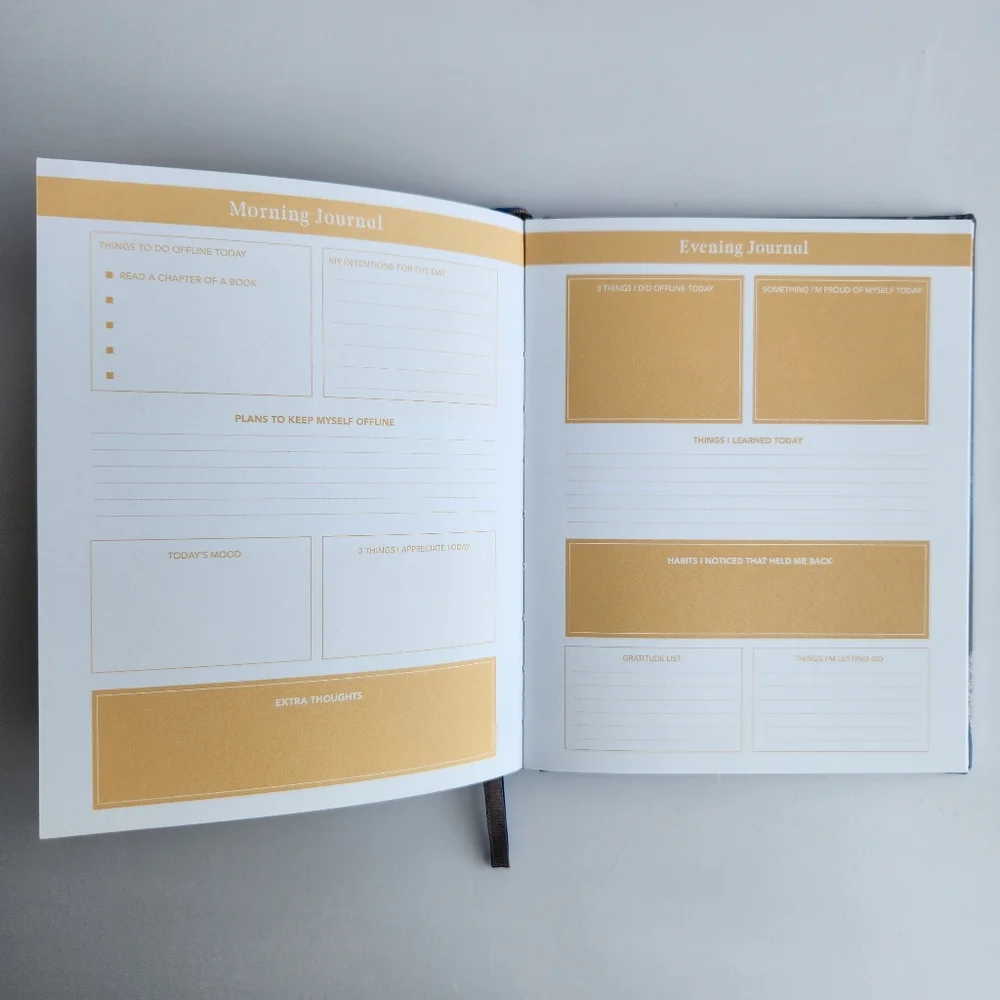 NWT Blue and Gold Guided Journal With 2 Bookmarks Morning/Evening Journal